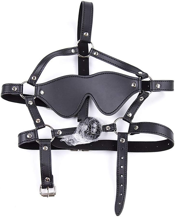 Harness leather mouth plug eye silicone ball stage props (black)