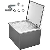 VEVOR Drop in Ice Chest, Stainless Steel Drop in Cooler, Commercial Ice Bin with Lid for Outdoor Kitchen Patio Bar, Drain-Pipe Set Included, Cooling Bins with Cover for Cold Wine Beer