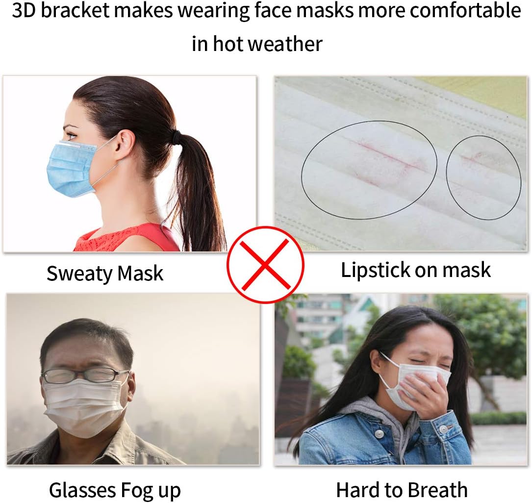3PCS Cool Lipstick Protection Bracket Face Inner Support Nose Pads Easy to Breathing Protecting Your Perfect Makeup Frame Washable and Reusable (3, White) - - 