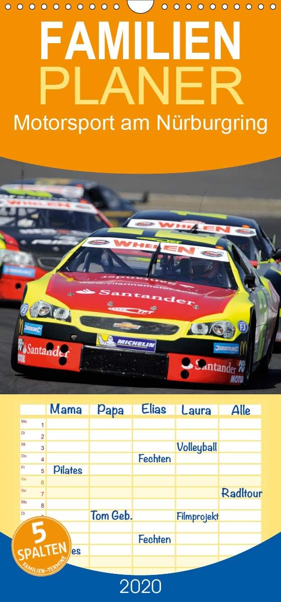 Motorsport am Nürburgring - Familienplaner hoch (Wandkalender 2020, 21 cm x 45 cm, hoch)