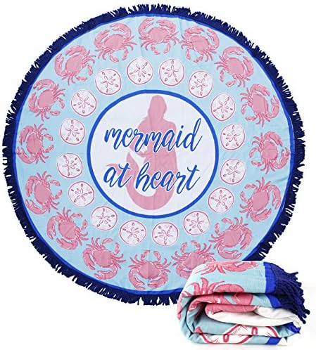 Beach Towel Round Roundie Tropical Theme Beach Blankets Large Soft Yoga Picnic Mat Thick Terry Tapestry With Colorful Fringe Tassels (Tropical 4)