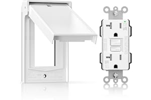 ELEGRP Outdoor GFCI Outlet with Cover, Weather Resistant GFCI Receptacle and Wall Plate, 20 Amp Self-Test GFI Electrical Outlet, Thinner Design Ground Fault Receptacle, UL Listed, Matte White, 1 Pack