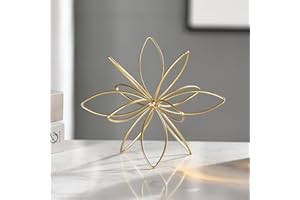 MOCOME 8" Gold Decorative Sphere, Metal Floral Tabletop Sculpture, Abstract Tabletop Decorative Ball for Home Metal Sphere Decor