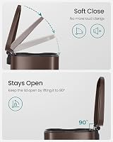 Songmics 50 L Kitchen Bin with Soft Close Pedal Steel Inner Brown LTB50BR02 view 4
