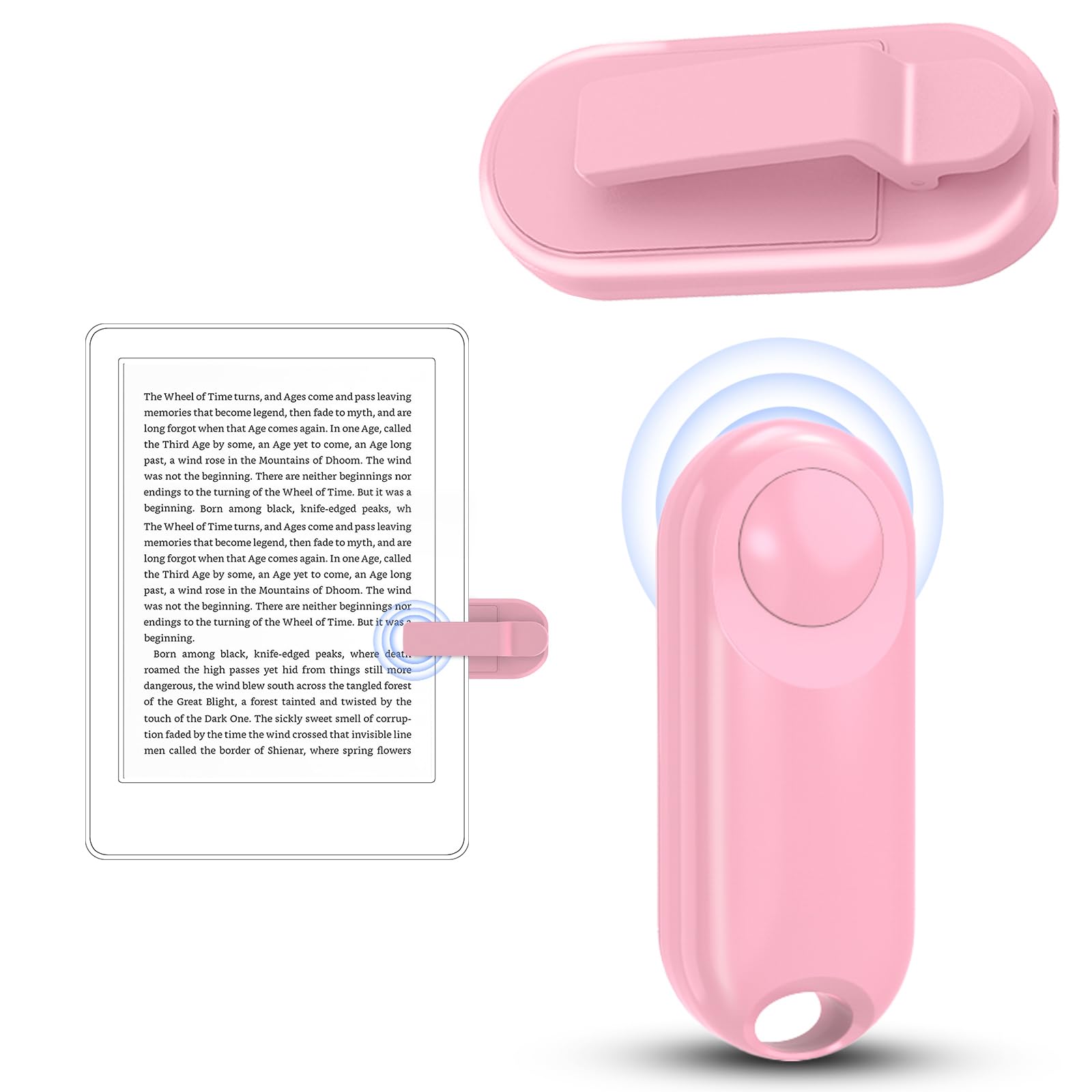 DATAFY RF Remote Control Page Turner for Kindle Paperwhite Kobo eReaders Camera Remote Shutter, Wireless Page Turner for iPhone ipad Android Tablets Reading Novels (pink)