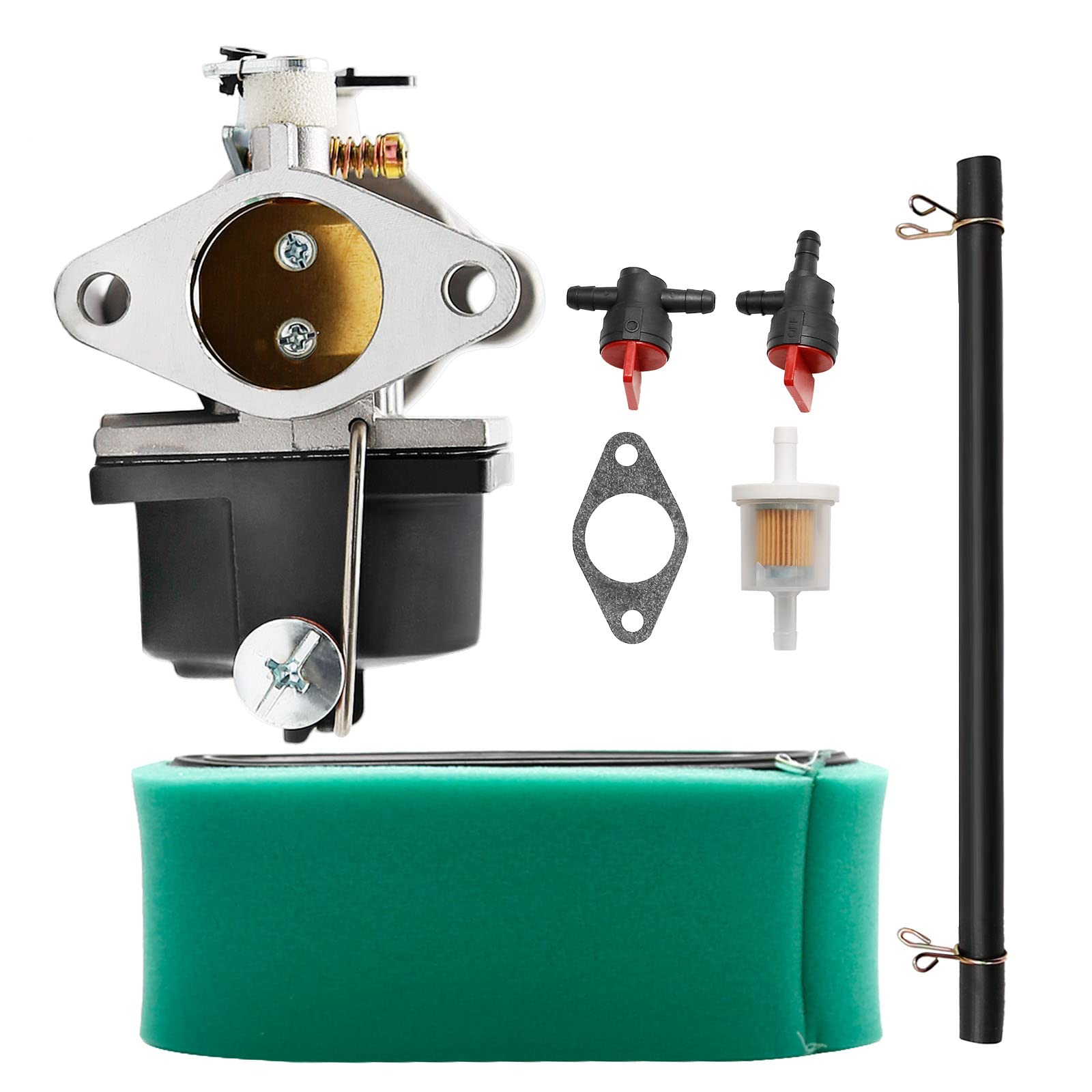 Hoypeyfiy Carburetor Fuel Filter Kit Replacement for Tecumseh 640065 640065A OHV110 OHV115 OHV120 OHV125 OHV130 OVH135 13HP 13.5HP 14HP 15HP Engine Lawn Mower Carb with Gasket Air Filter Fuel Line