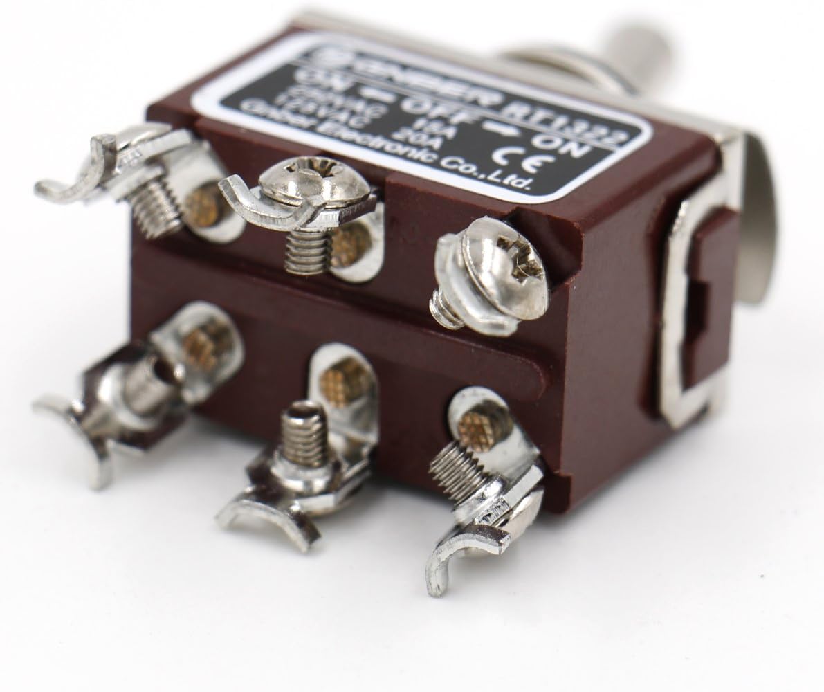 Heschen Metal Toggle Switch, RT1322, DPDT, Maintained Type, ON/OFF/ON, 3 Position, 15A 250VAC, brown - Image 4