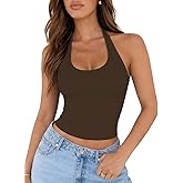 ForeFair Women Sexy Halter Neck Backless Going Out Tops Open Back Sleeveless Slim Fit Y2k Summer Tops