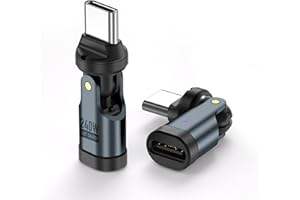 1 Rotatable USB C Adapter PD240W 5A Fast & 480Mbps Data Sync Aluminum Alloy Compact Design Degree Rotating USB C Charging Ada