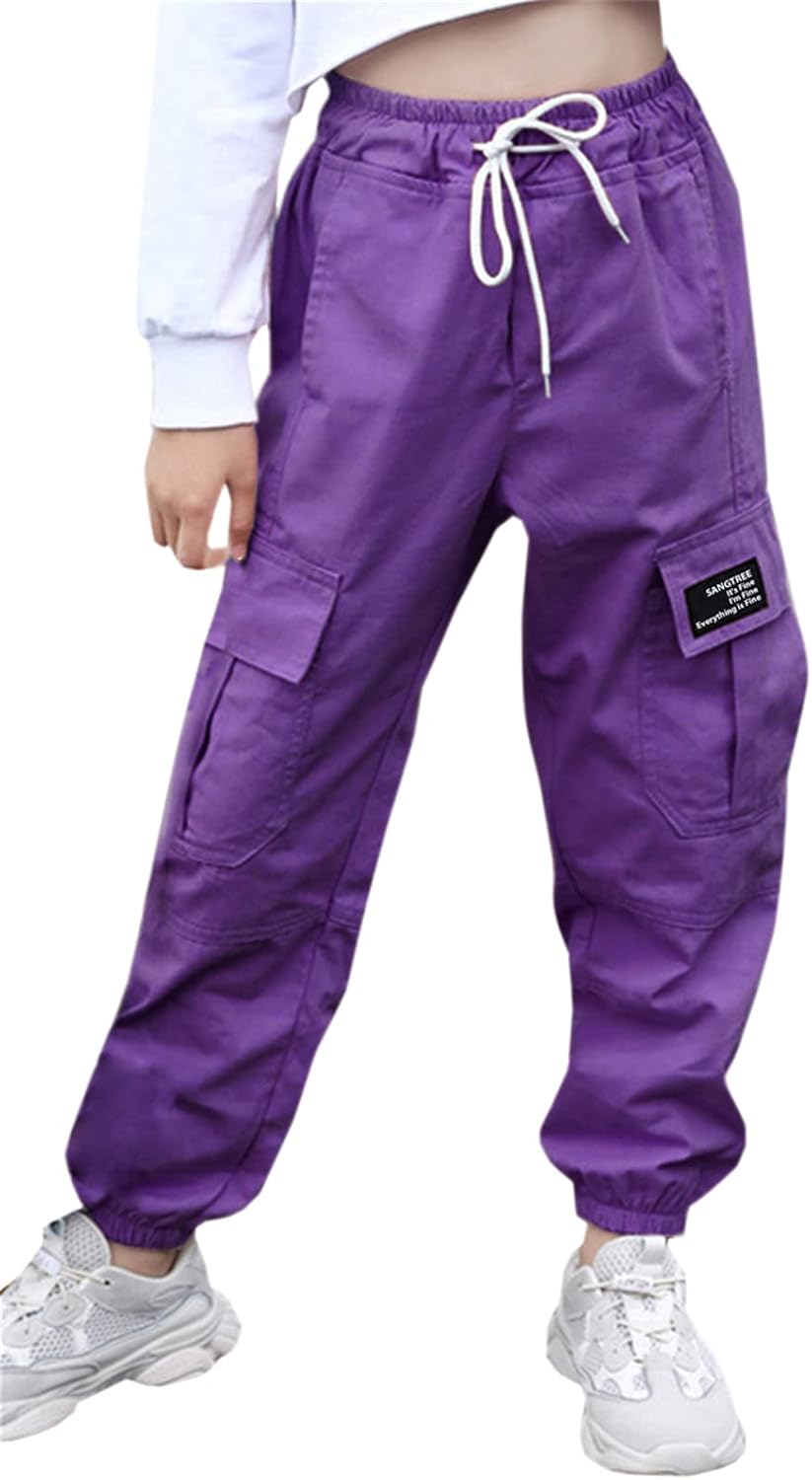 SANGTREE Women's Cargo Pants MultiPocket Elastic Waist Pull On Jogger