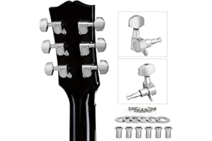 Tuning Pegs Tuner Machines Machine Heads Knobs for Acoustic Guitar - Chrome - Guitar Parts 6 Pieces 3L3R by Kmise