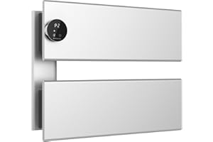 K&KALONZO Electric Towel Warmer, 18.35" W x 14.6" H Wall-Mounted Towel Heater with Built-in Timer, Waterproof Aluminum Towel Warmer for Bathroom, Support Plug-in and Hardwired, Silver, K2-L-S