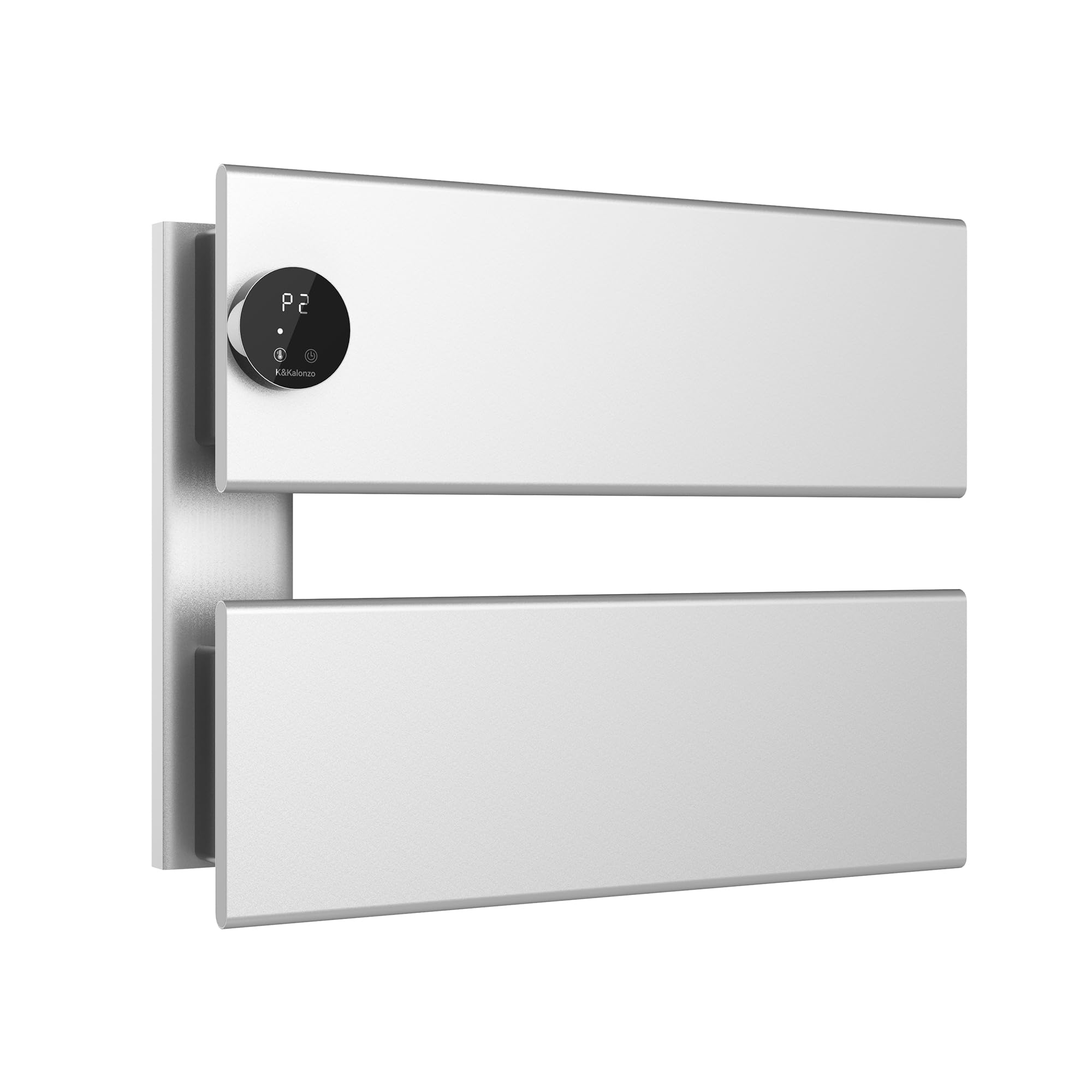 Photo 1 of K&KALONZO Electric Towel Warmer, 18.35" W x 14.6" H Wall-Mounted Towel Heater with Built-in Timer, Waterproof Aluminum Towel Warmer for Bathroom, Support Plug-in and Hardwired, Silver, K2-L-S