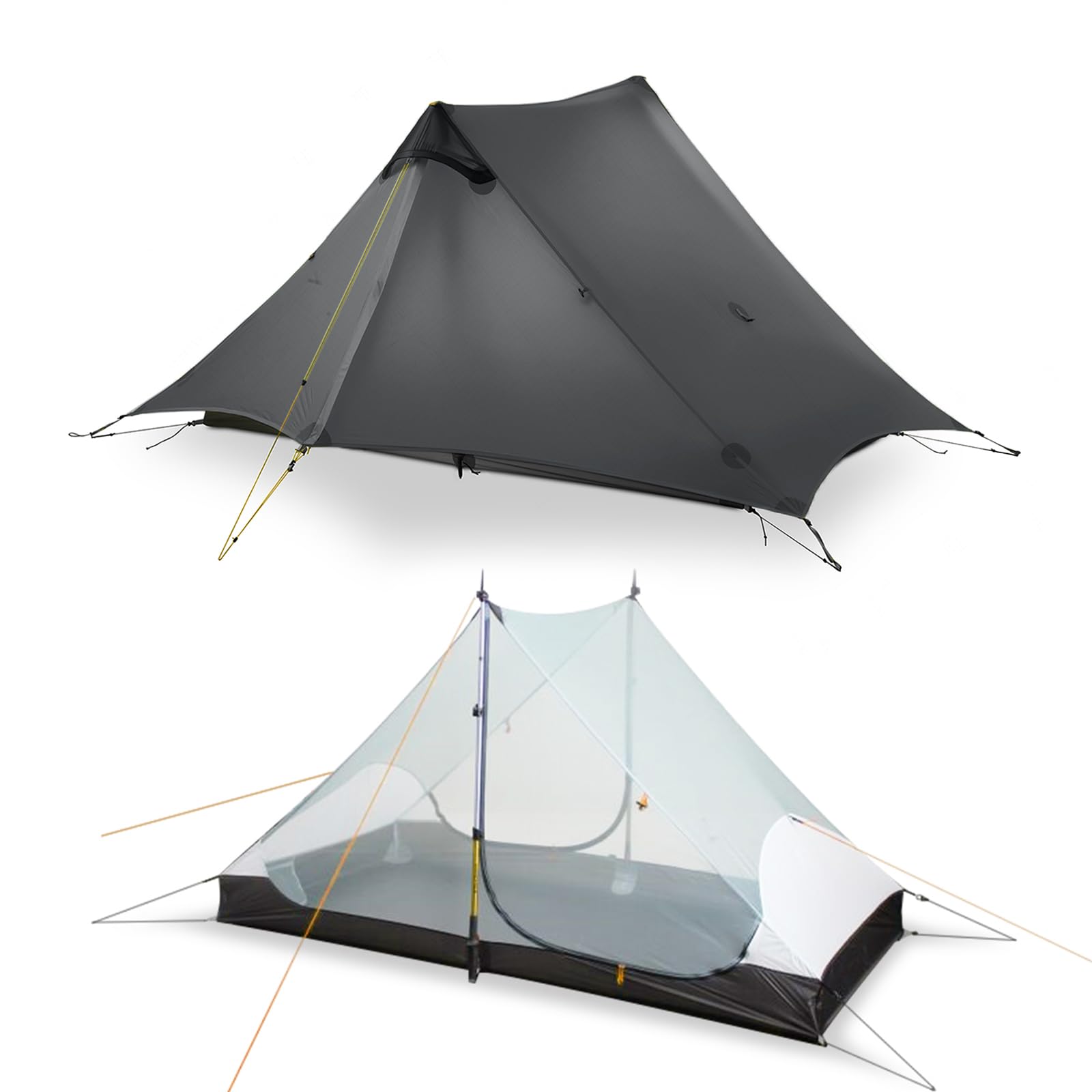 Photo 1 of LANSHAN Ultralight Tent 3-Season Waterproof Backpacking Tent for 2 Person Camping, Climbing, Hiking, Travelling, Mountaineering, 2-Person, Dark Grey