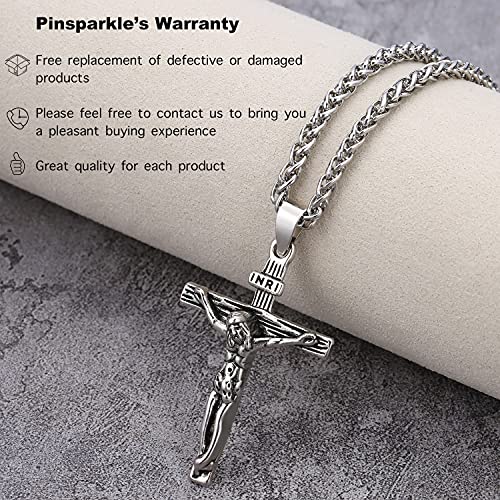 Pinsparkle Cross Necklaces For Women Men Crucifix Necklace Women Cross Necklace Jesus Necklace Silver Cross Chain