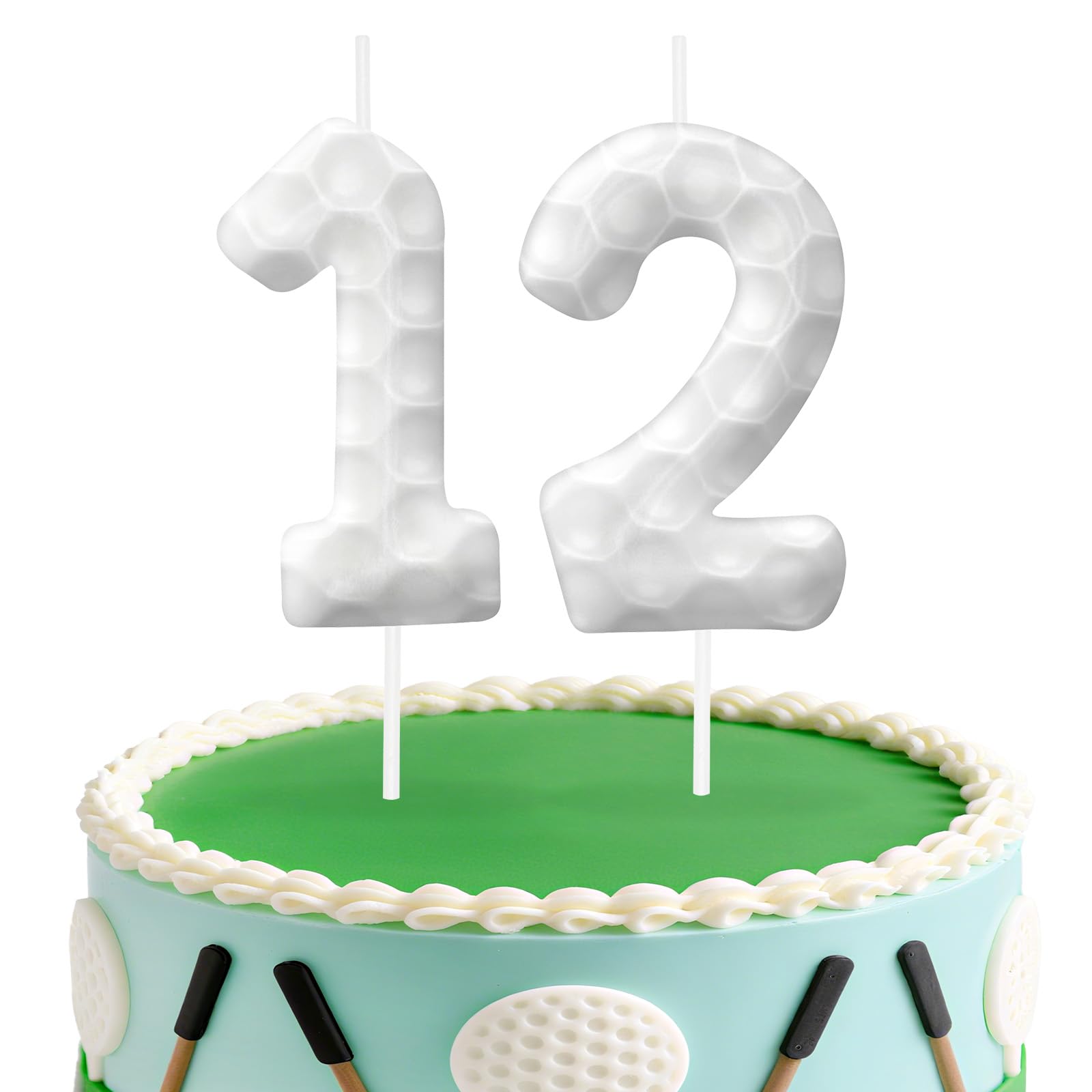 Golf Number 12 Birthday Candles, Golf Themed Cake Topper for Boys Girls, Cake Decorations for Birthdays, Sports Theme Party Supplies, Candles for Party Decorations
