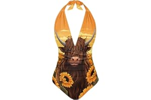 HELLHERO Women's One Piece Swimsuit Tummy Control Bathing Suit Halter Swimwear