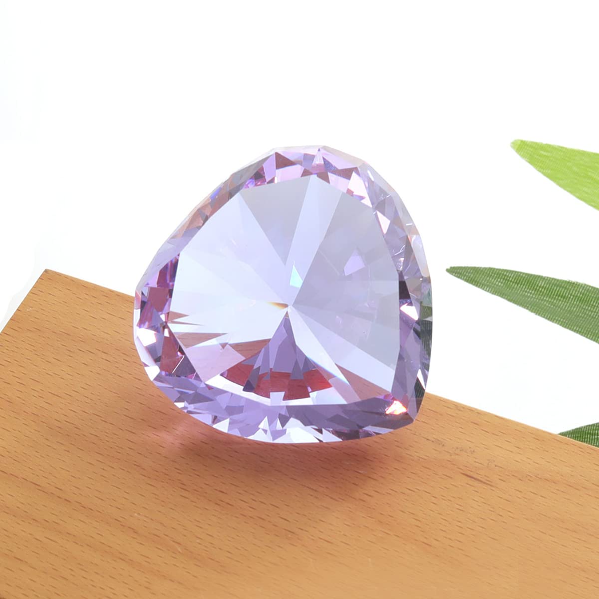 LOTOWELZON 1pc 60mm/2.36in Heart Shape Crystal Diamond Glass Gems Paperweight for Home Office Decor Valentine's Day Gift Wedding (Purple)
