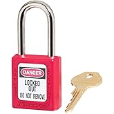 Master Lock 410RED Keyed Different Safety Lockout Padlock, Red