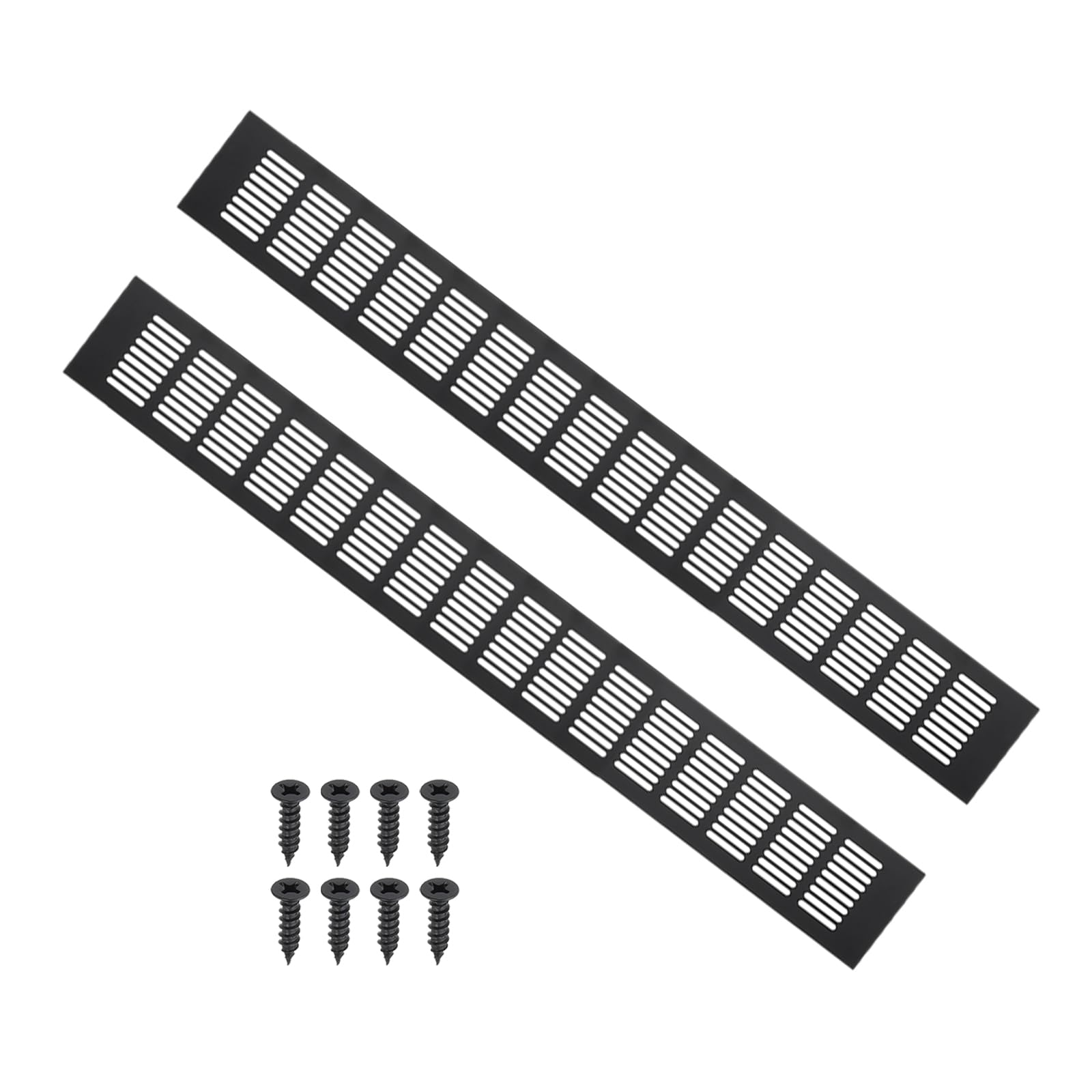 PATIKIL 23.6 x 3.2 Inch Door Air Vent Cover, 2pcs Aluminum Grille Ventilation Cover Louvered with Mounting Screws for Cabinet Wardrobe Door, Black