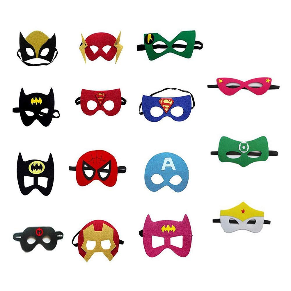 SouthStar Masks for Children, 15pcs Superhero Masks Felt Superhero Mask with Elastic Cord, Ideal for Children\'s Parties Bag Fillers