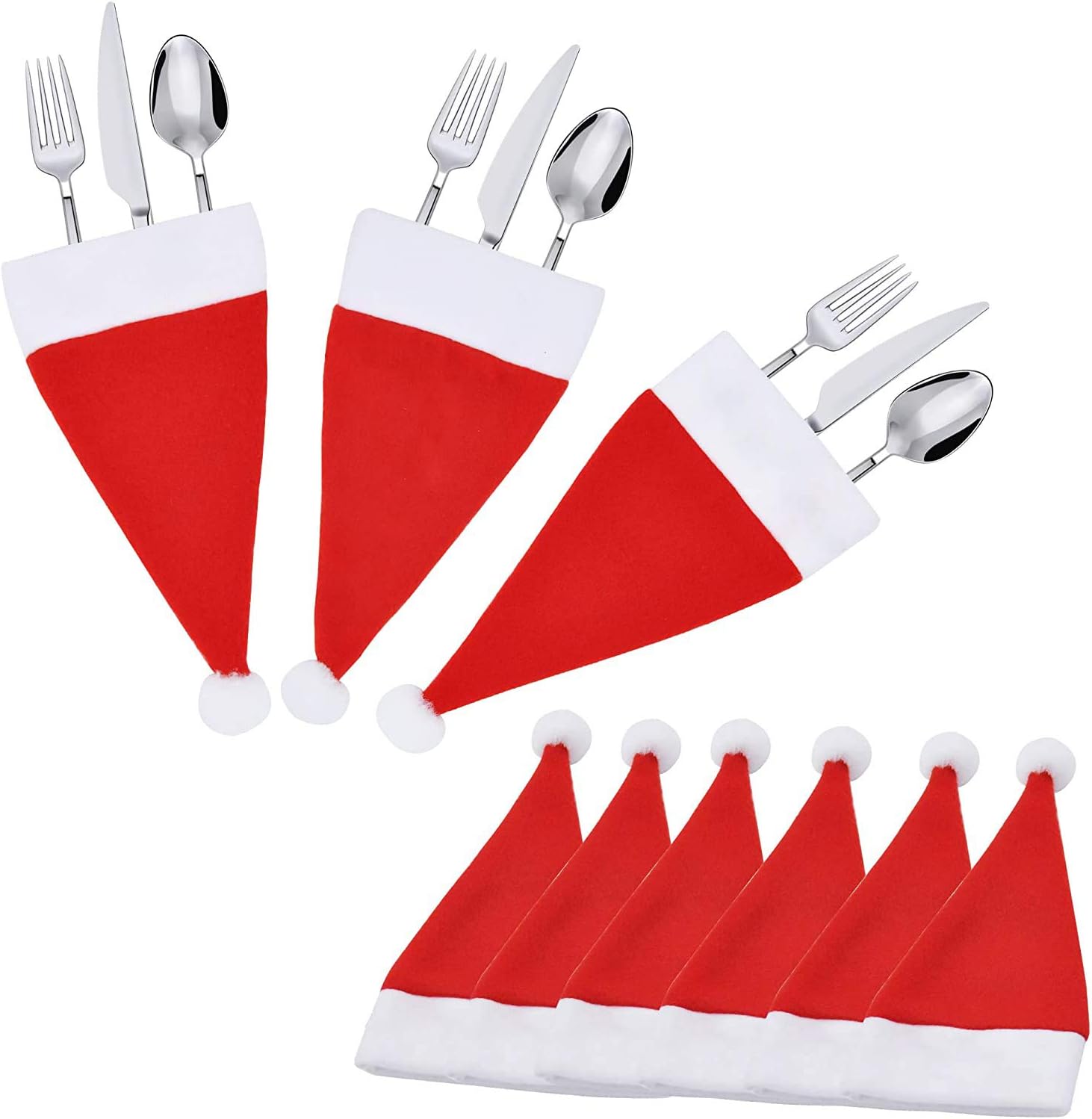 36 Pcs Santa Hats Silverware Holders Santa Hats Dinner Silverware Holders for Cutlery Party Dinner Table: Health & Personal Care