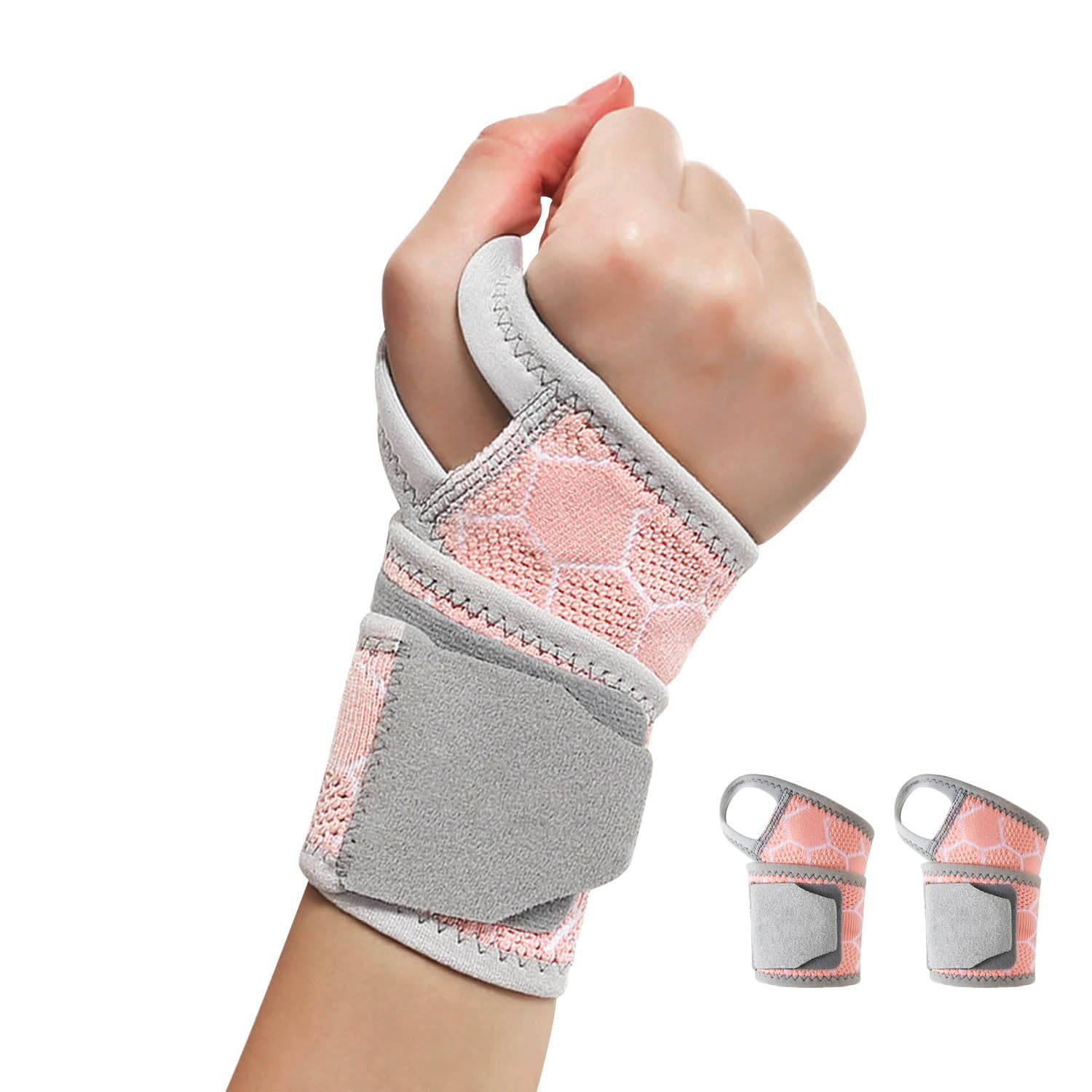 VerteLife Wrist Supports Adjustable Wrist Splint Hand & Wrist Brace Carpal Tunnel Wrist Support for Tendonitis Arthritis Pain Relief Breathable Sprained Wrist Straps for Men Women - Pink,1pair