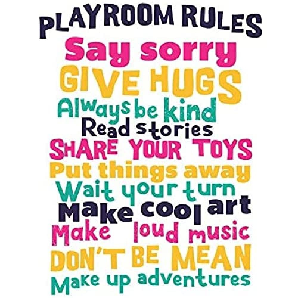 Kids Playroom Rules Fun Colourful Canvas Wall Art Print