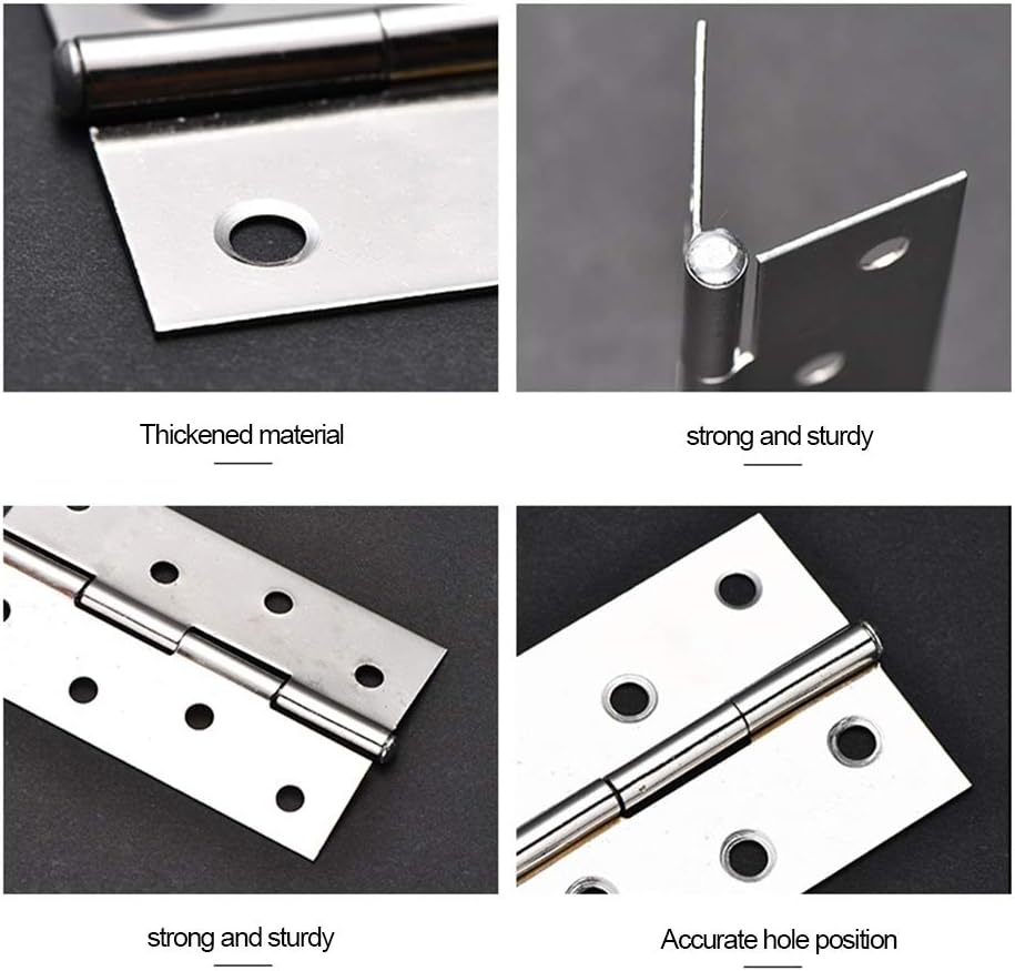 YOFASEN Home Folding Butt Hinges - Stainless Steel Outdoor Cabinet Hinges with Screws, Silver, 2.5 Inch (59x35x1.2mm) - 4pcs - Image 5