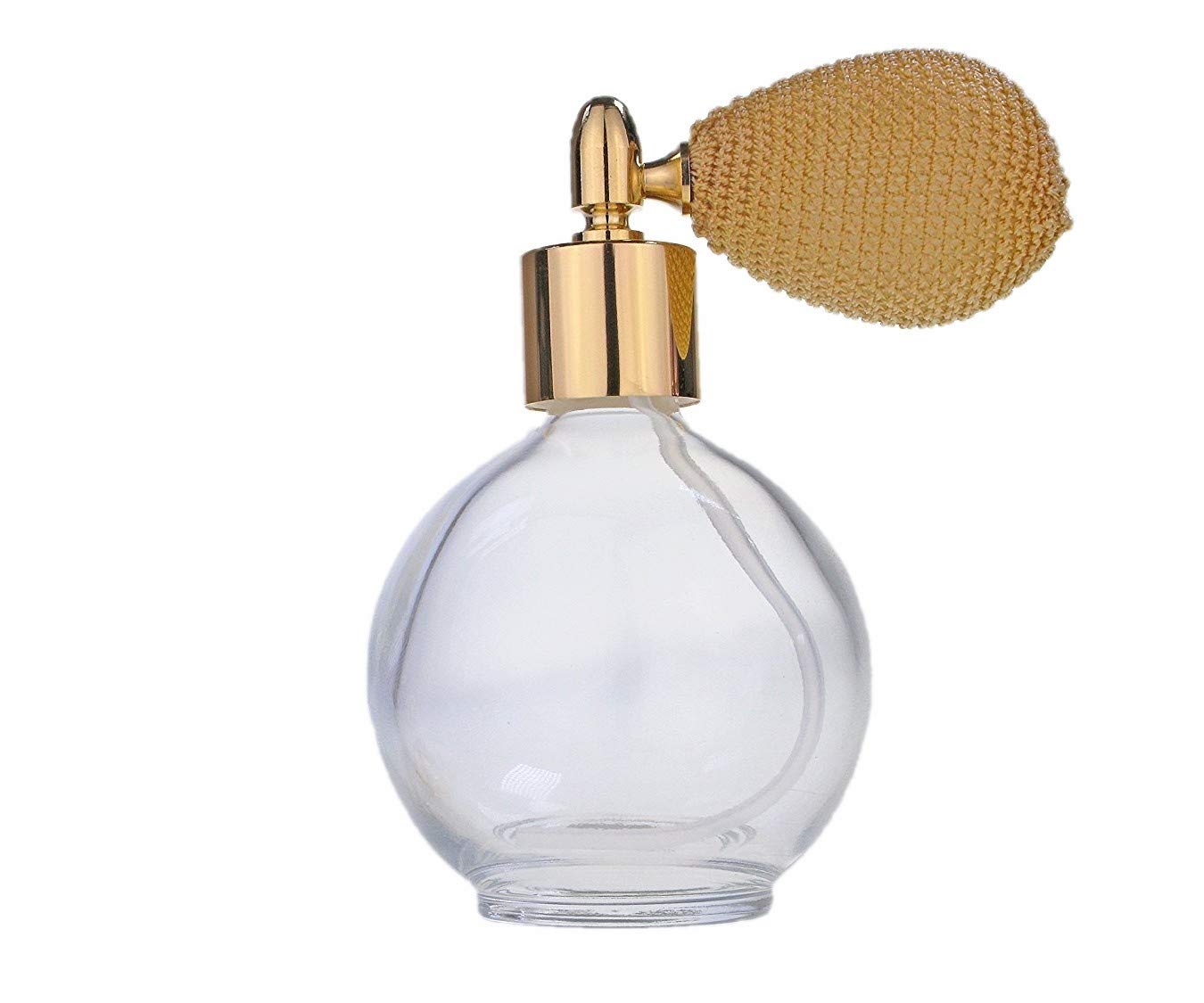 78ml Classic Round Perfume Bottle Atomizer with bulb pump, Filling Funnel & Gift Box (Gold with gold metal)