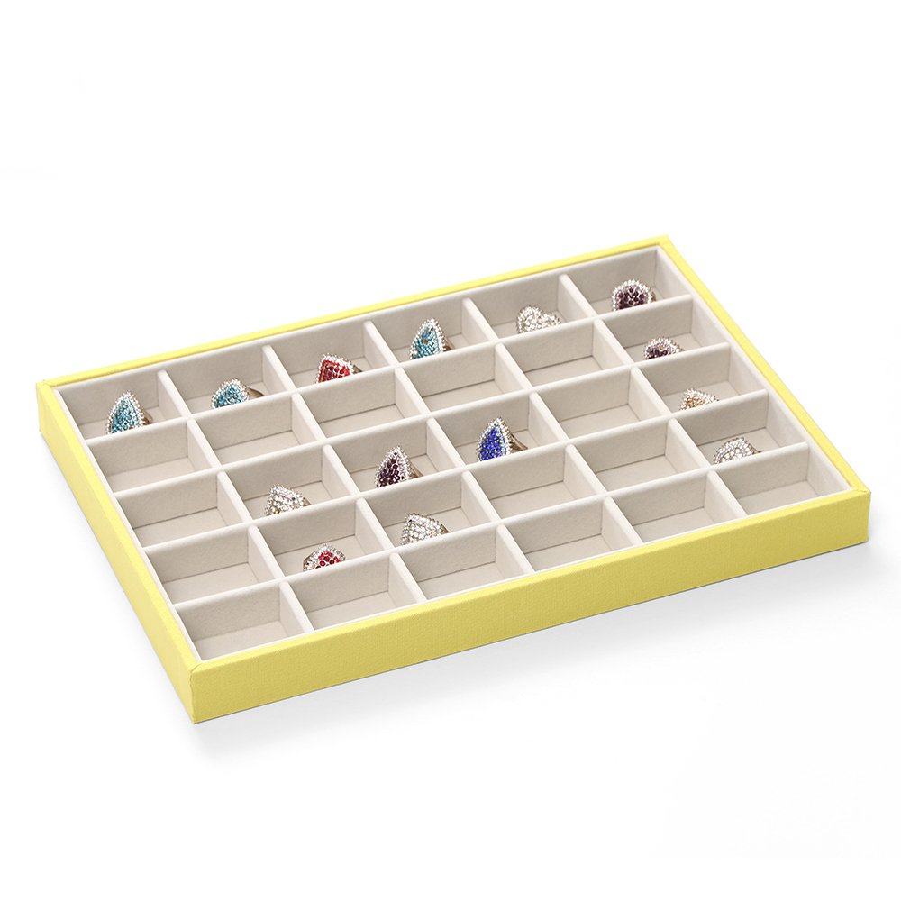 Bocar 30 Compartment Jewelry Display Showcase Organizer Holder for Necklace Bracelet Ring Earring (CP-yellow-30G)