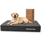 The Dog&rsquo;s Bed Orthopedic Memory Foam Dog Bed, Waterproof Large 6 Inch Thick | Washable Cover, Anti-Slip Base CertiPUR-Certified Foam Grey Plush