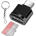 Type C Micro SD/TF Card Reader with Keychain, Leizhan USB C to Micro SD SDHC SDXC OTG Memory Reader, Type C Card Reader Adapter Compatible for Mac Windows Lixus Samsung Galaxy Note 20 S20, Black