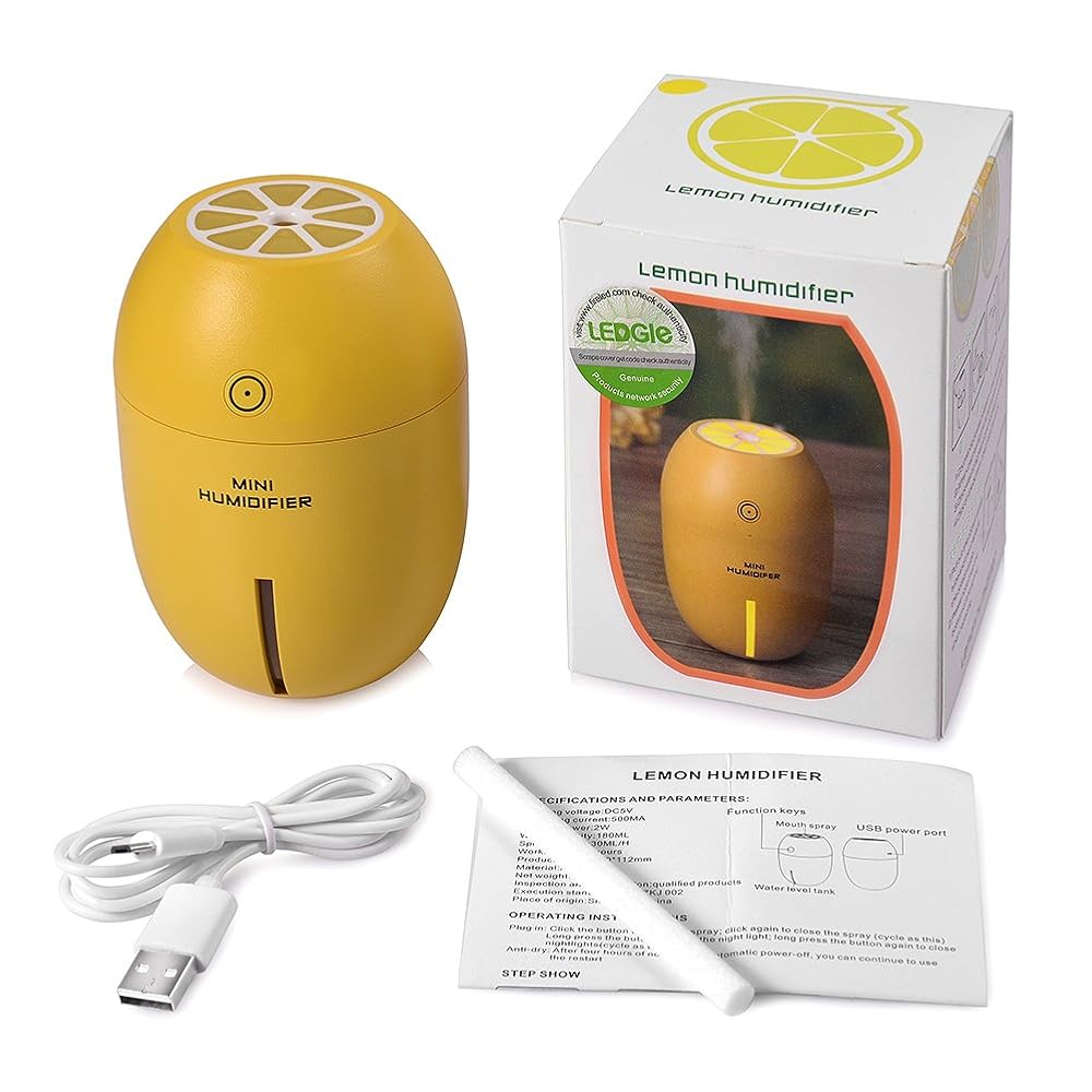 Office Ultrasonic USB Humidifier 180ml Lemon Shape Portable Cool Mist
