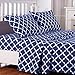 Lux Decor Collection Bed Sheets Set Brushed Microfiber 1800 Bedding - Wrinkle, Fade, Stain Resistant - Hypoallergenic - 4 Piece (Queen, Navy Blue/White)