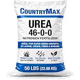CountryMax 50LB Urea Fertilizer 46-0-0 High Nitrogen Lawn Fertilizer | Supports Healthy Plant Growth, Fast Green-Up Formula, Ideal for Lawns, Gardens, Crops, Trees and Shrubs