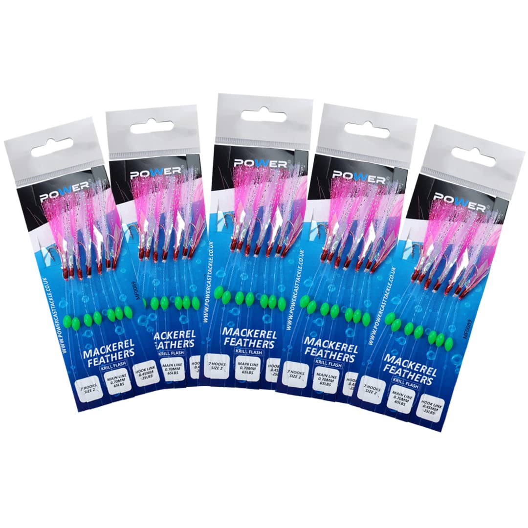 7 Hooks Mackerel Feathers (5 pack) (Krill Flash)