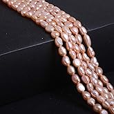 Natural Pearl Freshwater Cultured Pearl Beads for Jewelry Making Punch Loose Beads DIY for Jewelry Making DIY Women Necklace Bracelet 7-8 mm Color Pink 14 inches