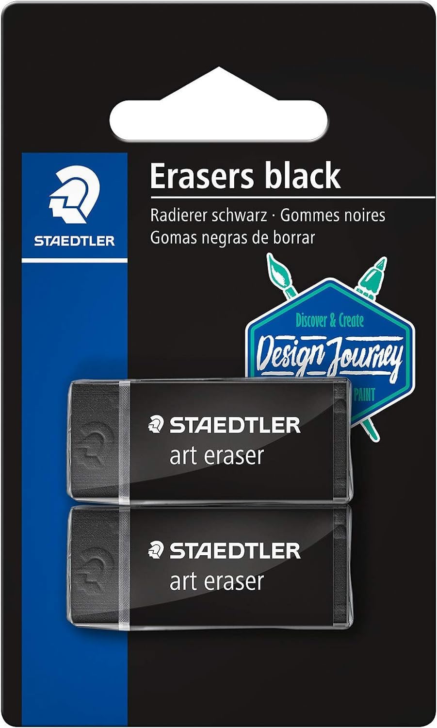 STAEDTLER 526B3BK2-C Eraser Art Eraser (Low Crumbing, with Sliding Cuff, No Discolouration on Paper, Blister Card with 2 Erasers)