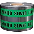 Presco Underground Detectable Tape: 6 in. x 1000 ft. (Green with Black "CAUTION BURIED SEWER LINE BELOW" printing)