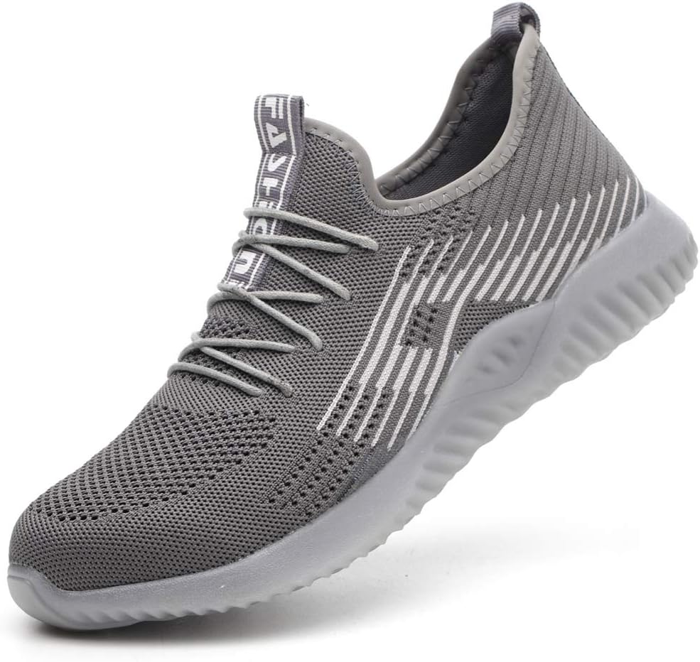 Men Steel Toe Safety Work Shoes Slip Resistant Construction Sneakers for Women