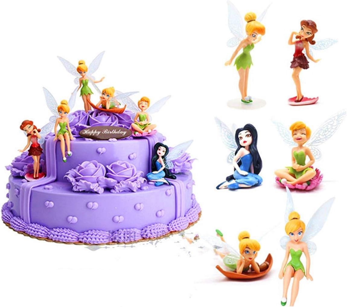 HYSTYLE 6 Pcs Fairies Miniature PVC Figure Collection Playset Doll Toy, Fairy Cake Topper, Fairy Plant Pot Craft Dollhouse Decoration, Cake Decoration, Landscape Scenes