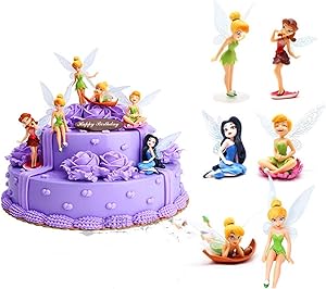 HYSTYLE 6 Pcs Fairies Miniature PVC Figure Collection Playset Doll Toy, Fairy Cake Topper, Fairy Plant Pot Craft Dollhouse Decoration, Cake Decoration, Landscape Scenes