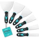 Doimeri 6 Pack Putty Knife, Premium Stainless Steel Paint Scraper | 1, 1.5, 2, 3, 4, 5 Inch sizes, spackle knife with smooth edge for drywall repair, wallpaper removal &amp; mud plaster application