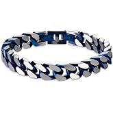 Qumfole Mens Bracelet-Stainless Steel Fold Over Clasp Cuban Chain-Bracelets for Men