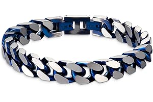 LUCKY2+7 Bracelets for Men-Stainless Steel Fold Over Clasp Cuban Chain Mens Bracelet