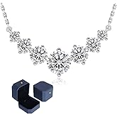 KRKC Valentine's Day Gift for Women, Moissanite Pendant Necklace, 5CT Lab Created Diamond Necklace, VVS1 Clarity D Color, Adjustable S925 Sterling Silver Chain 14K White Gold Plated, Birthday Gifts for Wife Mom Her