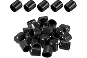 DMiotech 25 Pack 5/8" ID Black Screw Thread Protectors Rubber End Caps Bolt Covers for Screw Bolt Furniture Pipe