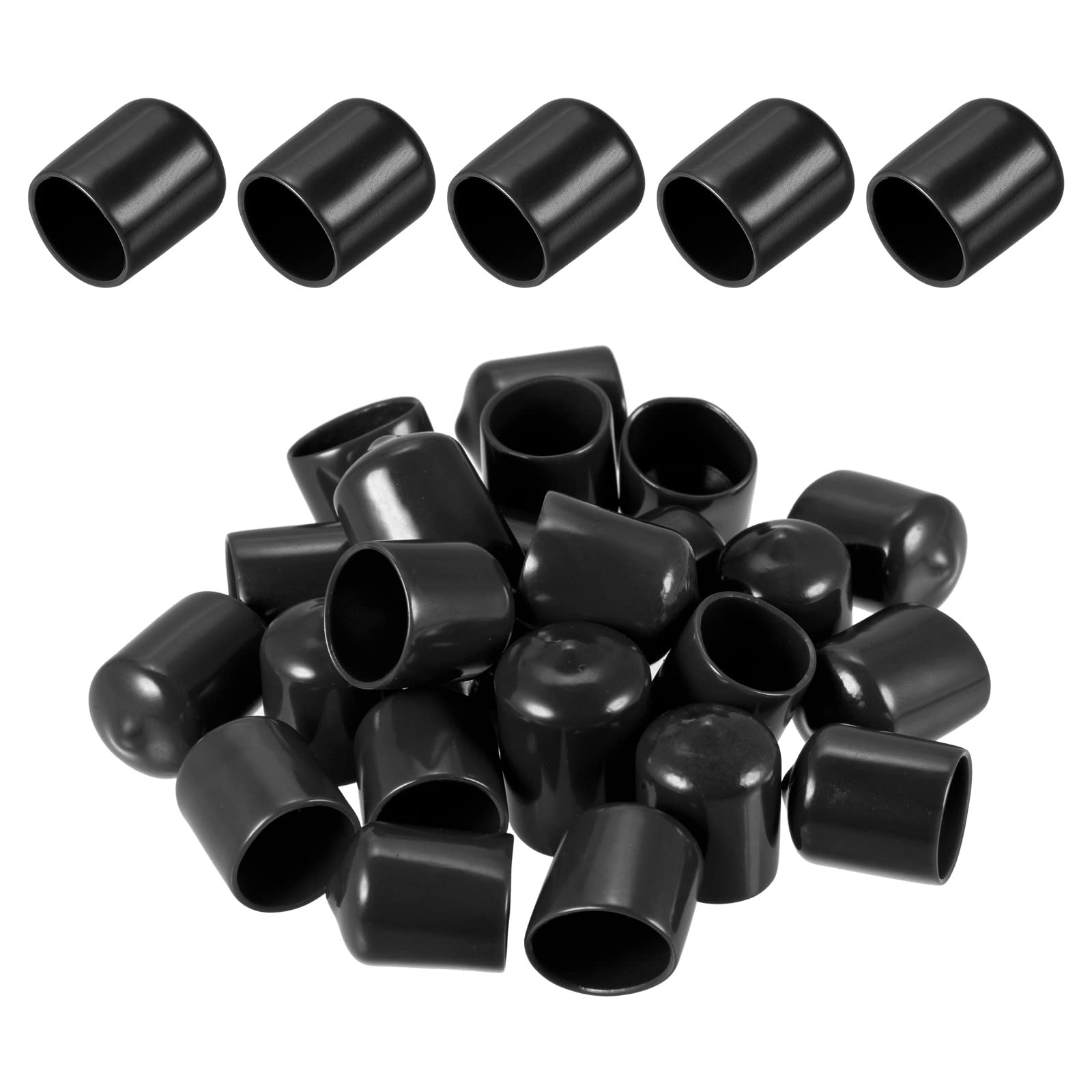 DMiotech 25 Pack 5/8" ID Black Screw Thread Protectors Rubber End Caps Bolt Covers for Screw Bolt Furniture Pipe