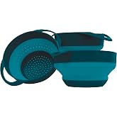Adventure Ready Collapsible Bowls &amp; Strainer for Hiking, Camping &amp; Travel | 3 Piece Set, Packs Flat &amp; Nests, Easy to Carry, Lightweight, Campsite Meal Prep, Camping Essentials